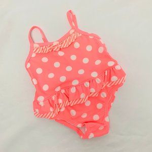 Carter's Baby Girl Swimsuit Bright Pink w/ White Polka Dots Size 6-9 Months